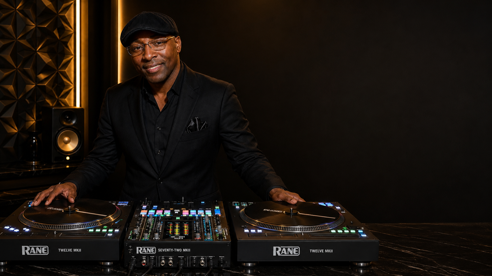 Dju2smooth, CEO and Lead DJ, at a professional RANE setup with two TWELVE MKII controllers and a SEVENTY-TWO MKII mixer
